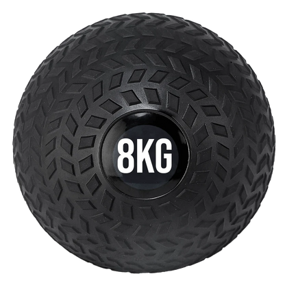 Black 8KG weight ball on a white background