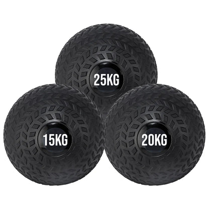 Three black dumbbells with weight markings on a white background