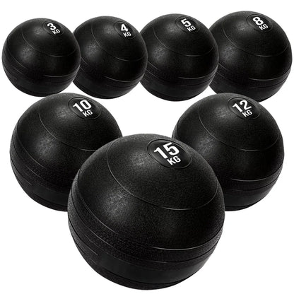 Set of black weight balls with varying weights on a white background