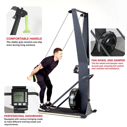 Indoor Ski Cross Trainer with LED Display – Full-Body Nordic Ski Machine for Home Gym Cardio, Strength & Endurance Training – Adjustable Resistance, Compact Design