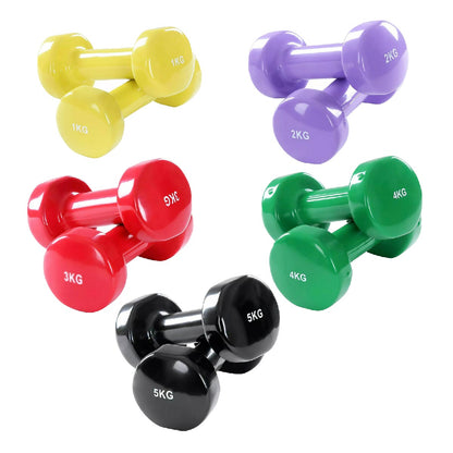 Vibrant Neoprene Vinyl Dumbbell Set – Colorful Hand Weights for Home Workouts, Strength, and Toning