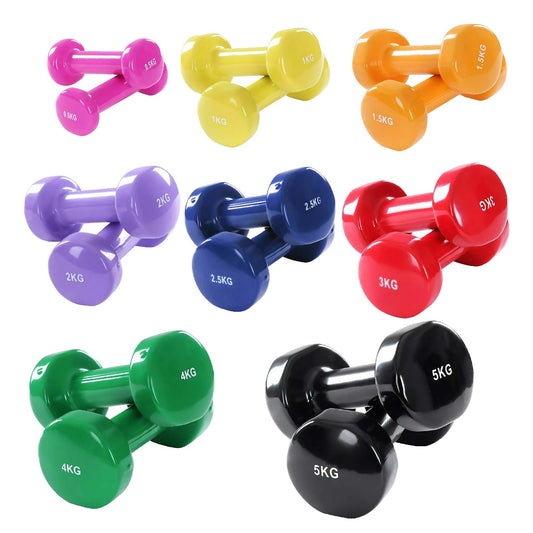 Vibrant Neoprene Vinyl Dumbbell Set – Colorful Hand Weights for Home Workouts, Strength, and Toning