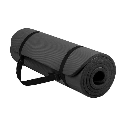 Extra Thick 10mm NBR Foam Yoga Mat with Anti-Slip Grip – Large Eco-Friendly Workout Mat for Yoga, Pilates, HIIT & Gym | Free Carry Strap | Men & Women