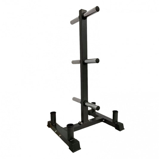 Premium 3 Tier Olympic Weight Tree and Bar Stand Heavy Duty 200kg Capacity Rack with Dual Barbell Holders Compact Scratch Resistant Gym Storage System