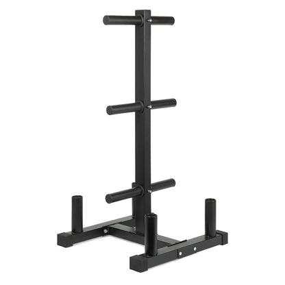 Premium 3 Tier Olympic Weight Tree and Bar Stand Heavy Duty 200kg Capacity Rack with Dual Barbell Holders Compact Scratch Resistant Gym Storage System