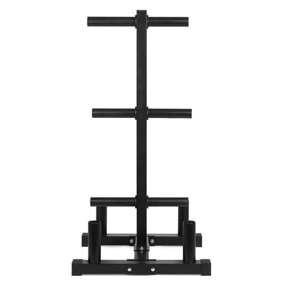 Premium 3 Tier Olympic Weight Tree and Bar Stand Heavy Duty 200kg Capacity Rack with Dual Barbell Holders Compact Scratch Resistant Gym Storage System